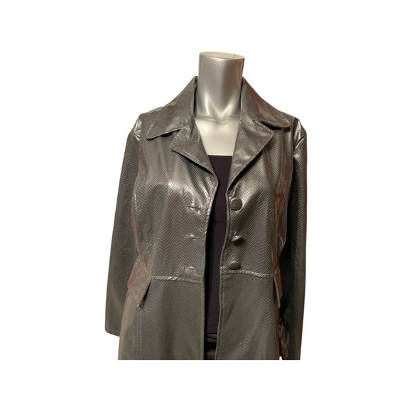 Vintage T.Z faux snake and faux leather gray button closure size M women coat - Picture 3 of 7